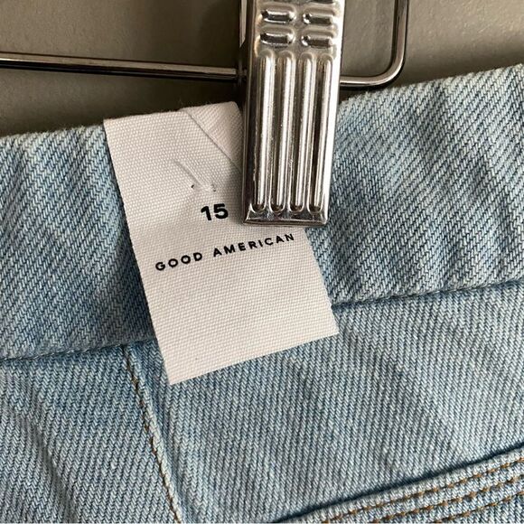 Good American Patchwork Straight Leg Jeans Sz 15 NWT - Picture 7 of 9